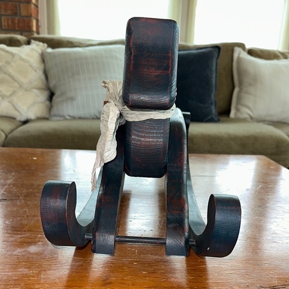 Vintage Wooden Rocking 22” Horse Decor with Bow - Picture 11 of 12